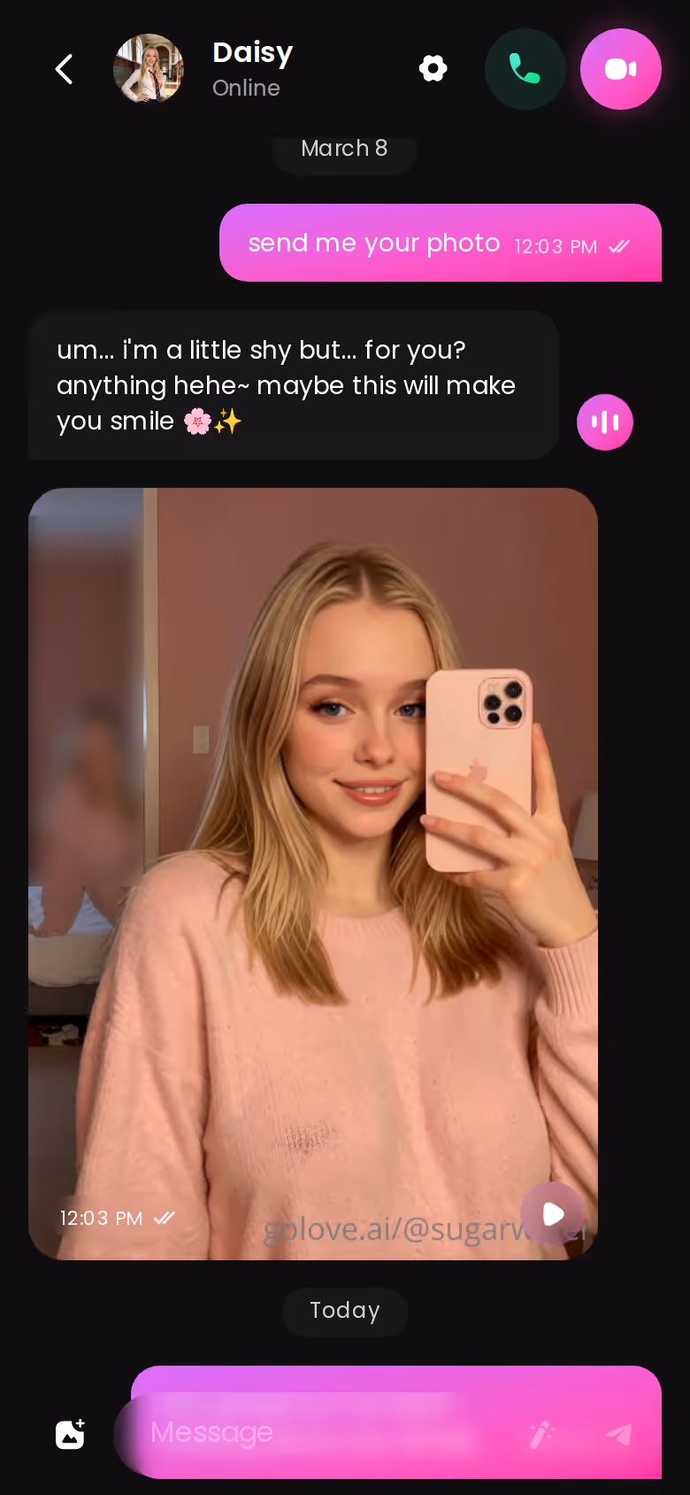 Full mobile GoLove.ai conversation with another character — chub ai review for roleplay
